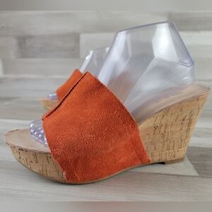 Nine West Ersiliao Leather Cork Wedge Platform Mule Sandals Women's Size 8
